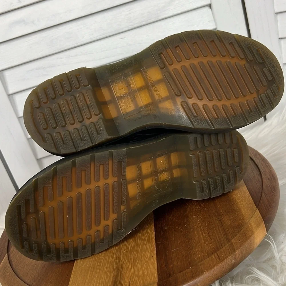 DR. MARTENS 1460 Smooth Black Leather Lace Up Boots Size Womens 5 - Picture 8 of 10